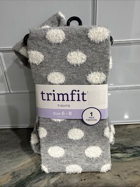 Carter's Gray Tights with White Fuzzy Polka Dots - Trimfit
